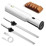 KYZTMHC Elektrisches Fleischtranchenmesser, tragbares elektrisches Küchenmesser, elektrisches Tranchiermesser, mit 2 Edelstahlklingen, zum Tranchieren von Brot