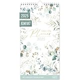 Häfft® Familienplaner 2025 Kompakt mit 4 Spalten 'Blattgold' 16,5 x 32,5 cm - Wandkalender Familienkalender für 12 Monate Jan bis Dez 25 - nachhaltig & klimafreundlich