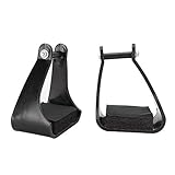 Multizenic Steigbügel aus POM-Kunststoff, Sicherheitssteigbügel für Westernreiten, schwarz gepolstertes Schaumstoff-Fußpolster mit stoßdämpfendem Design, abgewinkelte Trittfläche für