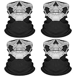 4 Stück Skull Maske,Halstuch Herren,Schlauchschal,Halloween Totenkopf Masken,Multifunktionstuch Skull,Sturmhaube Motorrad Schal,Wärm Gesichtsmaske,Skelettmaske,Schlauchtuch,Atmungsaktiv Totenkopfmaske