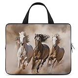 Laptophülle, stoßfest, Computer-Tragetasche, drei laufende Pferde, Laptoptasche, Tragetasche, leichte Notebook-Hülle, Reisetasche, Aktentasche, Grifftaschen für Reisen, Business, 43,2 cm, drei Laufen