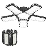 SUBTLETY 72W LED Garagenleuchten 6500K Kaltweiß Faltbare Deckenleuchte mit 90° Verstellbarem Panel E26/E27 Werkstattlampe IP44 Hallenstrahler Garagenbeleuchtung für Keller Lagerraum (2 Stück)