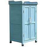 Wasserdichter Gartenschrank aus Holz für den Außenbereich, mit höhenverstellbaren Kunststofffüßen, kleiner Geräteschuppen für Garten und Terrasse (Größe: A)