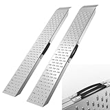 HENGMEI 135cm Auffahrrampe, Rampe Max 400 kg, Verzinkter Stahl Auffahrkeile, Bordsteinrampe, Rollstuhlrampe, Fahrradrampe, Laderampe für PKW, Anhänger, Treppe, Fahrrad (2 Stuck)
