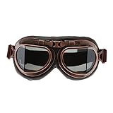 MUXSAM 1Stück Schutzbrillen Sonnenbrille Vintage Motorradbrille Fliegerbrille für Fahrrad Skibrillen Vintage Motorräder Brille für ATV Bike,Hellbraun