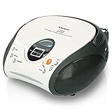 Lenco mit Auxiliary, SCD-24 SCD24 - CD-Player für Kinder - CD-Radio - Stereoanlage - Boombox - UKW Radiotuner - Titel Speicher - 2 x 1,5 W RMS-Leistung - Netz- und Batteriebetrieb - Weiß