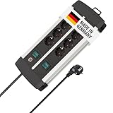 Brennenstuhl Premium-Alu-Line Steckdosenleiste 8-Fach/Mehrfachsteckdose aus hochwertigem Aluminium (mit 2 Schaltern für je 4 Steckdosen und 3m Kabel, Made in Germany)