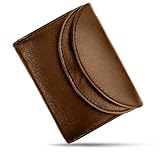 FLEXIBILITE® Kleines Portemonnaie Damen Leder [2025] - Mini Geldbörse Herren RFID Schutz (Für 2 Kartenfächer) - Geldbeutel Damen - Kinderportmonee Jungen - Braun