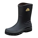 MODSGUE Regenstiefeletten Herren Wasserdicht Gefüttert - Gummistiefel Profilsohle Rain Boots Halbhohe Arbeitsstiefel Anglerstiefel rutschfest Schneestiefel Thermo Winterboots