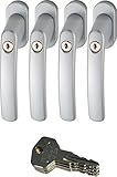 ABUS 442582 FG200 S SB abschließbarer Fenstergriff, silber im Set 4 Stück