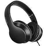 LORELEI X6 Over-Ear-Kopfhörer mit Mikrofon, Leichter Faltbarer und tragbarer Stereo-Bass-Kopfhörer mit 1,45 m No-Tangle, kabelgebundener Kopfhörer für Smartphone-Tablet MP3 / 4 (Space Black)