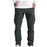 Minying Cargohose, Herren, Slim, große Größe, Sporthose, Bootcut-Hose, Jogging, Casual, Workout, Arbeitshose, Streetwear mit großen Seitentaschen, 1 Dunkelgrau., 58