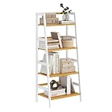 VIAGDO Badregal Standregal Leiterregal mit 4 Etagen,Badezimmerregal Bambus Regal Bücherregal Schuhregal, Pflanzenregal, Balkonregal, Blumenregal, Multifunktionales Bambus Regal für Kleine Raum