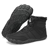 Mishansha Barfußschuhe Herren Winterschuhe Damen Warm Gefüttert Winterstiefel für Rutschfeste Fitnessschuhe Winter Outdoor Unisex Schwarz 46 EU