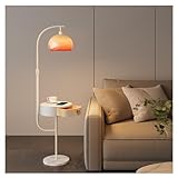 Stehleuchte Stehlampe Stehlampe mit Tisch, Beistelltischlampe mit kabelloser Ladestation und USB-Ports, Tischlampen mit 3 Farbtemperatur für Wohnzimmer, Schlafzimmer Stehlampe(Weiß)