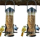 2 x Futterspender für Vögel, kleine Vögel, Futterstation für Wildvögel, wetterfestes Dach für Vögel, 2 Futterlöcher