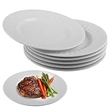 imposyu Teller Set 6 Personen Essteller Weiß Speiseteller Porzellan Kuchenteller Durchmesser 20,7cm Kleine Plates Dessertteller für Frühstück, Mittag, Kaffee, Abendbrot