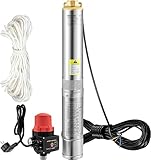 VEVOR 3' Tiefbrunnenpumpe 550W Brunnenpumpe Max. Durchfluss 50L/min Tauchpumpe Max. Förderhöhe 89m Tauchwasserpumpe Sandbeständig