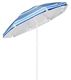 Spetebo Alu Sonnenschirm mit 50+ UV Schutz - knickbarer Schirm mit 200 cm Durchmesser - Strandschirm mit stabilem Erdspieß Ø 3 cm