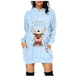 Sweatshirt-Kleid, Pullover, einzigartige Atmosphäre, Weihnachtsfarben, für Mahlzeiten, Party, Glück, Party, Spaß, Entspannung, Hellblau, Large