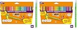 BIC Kids Filzstifte Set Kid Couleur, Fasermaler zum Malen in 24 auswaschbaren Farben, inkl. Neonfarben, im Karton Etui, ab 5 Jahre (Packung mit 2)