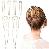 Tyqour 8 Stück Haar Steckkamm Metall Gold Haarkamm zum Stecken French Twist Hair Pin Französische Haarnadel U Förmige Haargabel Clip für Dickes Haar, Styling Haar Accessoires für Frauen Mädchen