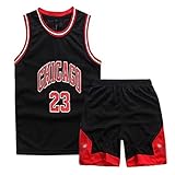 Basketball Trikot Shirt und Shorts, Erwachsene Basketball Jersey, Basketball ärmellose Anzug, Basketball Sportbekleidung, T-Shirt Weste + Shorts, Jugendlich Sweatshirt（5XL,Schwarz）