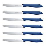 Brotmesser,6 teilig,Ruffulon Brötchenmesser Set,23 cm Bread Knife,Brot Messer Wellenschliff aus Edelstahl,Scharfe Messer Set,Kunststoffgriff,Blau Messerset,Spülmaschinenfest