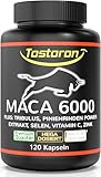 Tostoron MACA 6000 extra stark + HOCHDOSIERT 120 Kapseln: Tribulus, Pinienrinden Extrakt 100:1, Vitamin C, Selen, Zink für Testosteron¹, 1 Dose=1x100g
