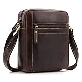 ekavale Echtleder-Umhängetasche für Herren - Vintage Schultertasche für Männer, ideal für Arbeit, Reisen oder als Geschenk - Messenger Bag für Business und Freizeit in kompakter Größe (Dunkel-Braun)