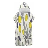 CDXNORA Einfache Pflanzen Badeponcho Damen Herren - Zitronenbaumzweig Schnelltrocknender Surf Poncho - Leichtes Handtuch Kleid Mit Kapuze - Umziehhilfe Handtuch Poncho Erwachsene
