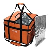 CarreGas Isolierte Picknicktasche für heiße Lebensmittel, 38 x 38 x 32 cm, geeignet für kalte und warme Speisen, Pizza, Restaurant, Uber Eats Liefertasche, Lebensmitteleinkaufstasche mit Trennwand