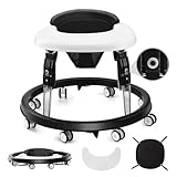 Baby Lauflernhilfe, One-Touch Folding Baby Walker, Lauflernwagen Anti-Roll 8-Rad-Rundfahrwerk, 7-Gang höhenverstellbar, Anti-Collision mit Bremse für von 6-18M (Schwarz)