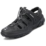 SAGUARO Trekking & Wandersandalen für Herren Damen mit Geschlossene Zehe Sommer Outdoor Sport Sandalen Bequem Atmungsaktiv Trekkingsandalen Schwarz 44 EU