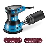 DongCheng Exzenterschleifer 300W, 125mm Schleifmaschine, 6 Geschwindigkeiten, 4,000-12,000 U/min mit Staubfangbehälter und 10 Schleifpapier, ideal für Holzbearbeitungsprojekte und Heimwerkerarbeiten