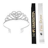 Healeved 3St Abschlusskrone Stirnband Stirnbänder Schärpe Grad personalisiert Abschlussball Anzug Spa schulterbandage haarband abschlussgeschenk Abschluss Stirnband Abschluss liefert Satin