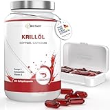BIOTARY Krillöl 200 Softgelkapseln 1040 mg Hochdosiert 400 mg Phospholipide 50 mg Cholin inclusive Pillenbox Omega 3 Astaxanthin Vitamin E Laborgeprüft 6-7 Monatsvorrat