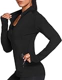 Pinspark Damen Trainingsjacke Atmungsaktive Laufjacke Reißverschluss Sportbekleidung Slim Fit Workout Tops, Schwarz, XL