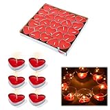 Gohytal Herz Teelichter, 50 Stück Romantische Kerzen Rote Teelichter Herzform Romantische Deko für Valentinstag, Geburtstag, Vorschlag, Party, Jubiläum, Hochzeit, Verlobung Tischdekoration