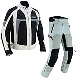 BOSmoto Atmungsaktive Motorradkombi Textil 2-teiler Motorradanzug mit Protektoren, Herren Motorrad Textil Jacke und hose,Herren Motorrad Sommer Textil kombi,Biker Motorrad Touring Kombi, (GRAY, S)