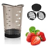 Yemiany Obstschneider, Obstschneider mit Behälter, Schneidebecher, Erdbeereschneider, Abnehmbarer Pommesschneider für Schnelles und Sicheres Schneiden von Obst Gemüse Eiern, 2 Messertypen