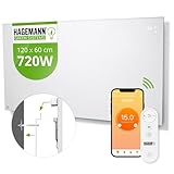HAGEMANN® Infrarotheizung Energiesparend 720 Watt Wandmontage Elektroheizung mit Fernbedienung, App & Touchscreen Elektrisch Heizpaneel Heizung Konvektor