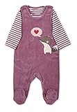 Sterntaler Baby Mädchen Strampler Set Nicki Strampler - Strampler Baby - aus Nicki mit geringeltem Jersey mit Eichhörnchen - brombeer, 62