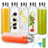 UCAMP Glasflaschen mit Deckel-6 Stück 500 ml Glas-Wasserflasche–Glastrinkflasche mit Schraubverschluss,Saftflasche zum Entsaften & Kalte Getränke & Smoothies