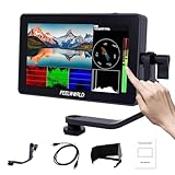 Feelworld F6 Plus V2 5.5 Zoll DSLR Kamera Field Monitor Touch Screen HDR 3D Lut Wellenform Small Full HD 1920x1080 IPS Video Peaking Focus Assist mit 4K HDMI Typ-C 8.4V DC Output Gehören Tilt Arm