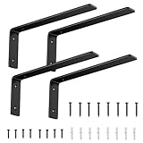 SKYSEN 28cm Regalhalterung 4 Stüke Winkel Regal mit Schrauben, Multifunktionale Metallwinkel 90 Grad für Wandhalterung Regal, Regalhalterungen Wandkonsole für Küche, Garage, Schwarz