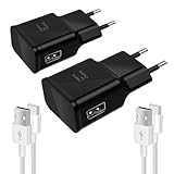 FasChageek 15W USB Ladegerät Schnellladegerät, Android Ladegerät 2P 15W Ladeadapter Nylon Schnellladekabel USB-C auf USB-A - 2M für Galaxy S23 S22 S21 S20 S10 S9 S8 A53 A52 A51 A50 A34 A32