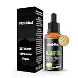 Vital-Med hochdosiertes Hanföl mit 30ML (750 Tropfen) und 25mg pro Tropfen - Premium Vital Hanfsamenöl - 100% Natur - Hanftropfen mit Omega 3-6-9 (Zitrone)