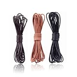 3 Rollen 5M x 2mm Lederschnur Lederband aus echt Leder,Klassik Vintage Band Faden für Armband Ketten Schmuck DIY Handwerk - Schwarz, Braun, Natur Echtlederband von
