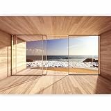 murando - Vlies Fototapete Meer Fenster 350x256 cm - Foto Tapete Schlafzimmer Wohnzimmer Moderne Vliestapete XXL Wandtapete Motivtapeten Bildtapete 3d Effekt Wand Dekoration - Strand c-A-0084-a-d